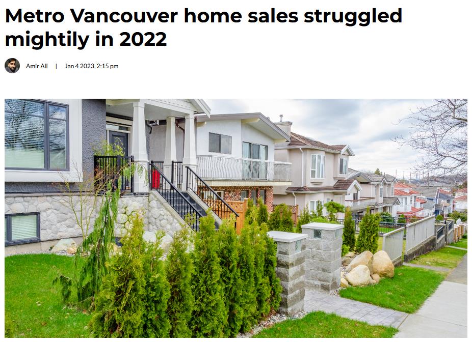 Metro Vancouver home sales struggled mightily in 2022