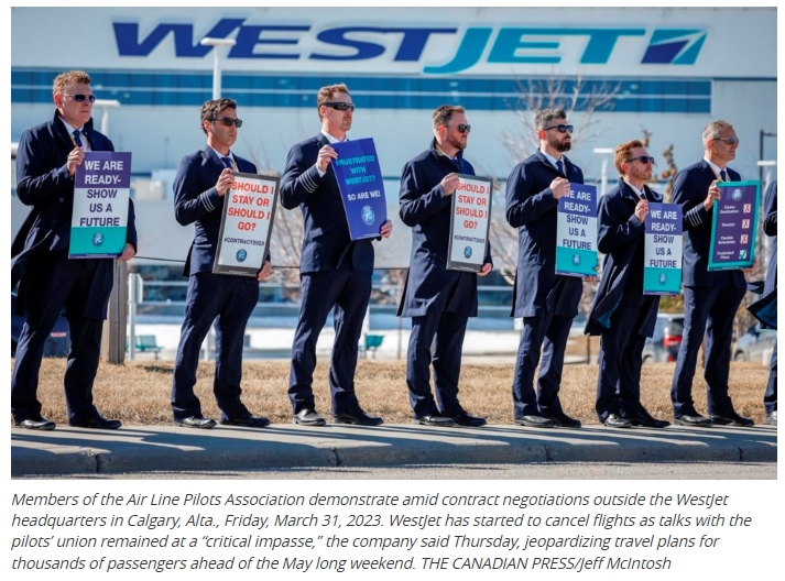 WestJet starts to cancel flights as pilot strike looms