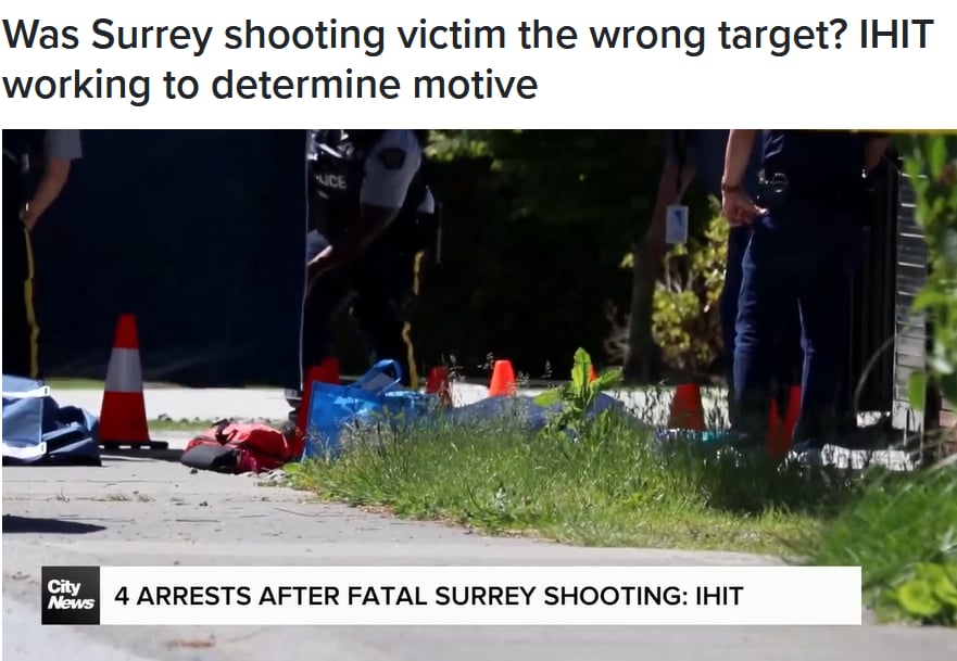 Was Surrey shooting victim the wrong target? IHIT working to determine motive