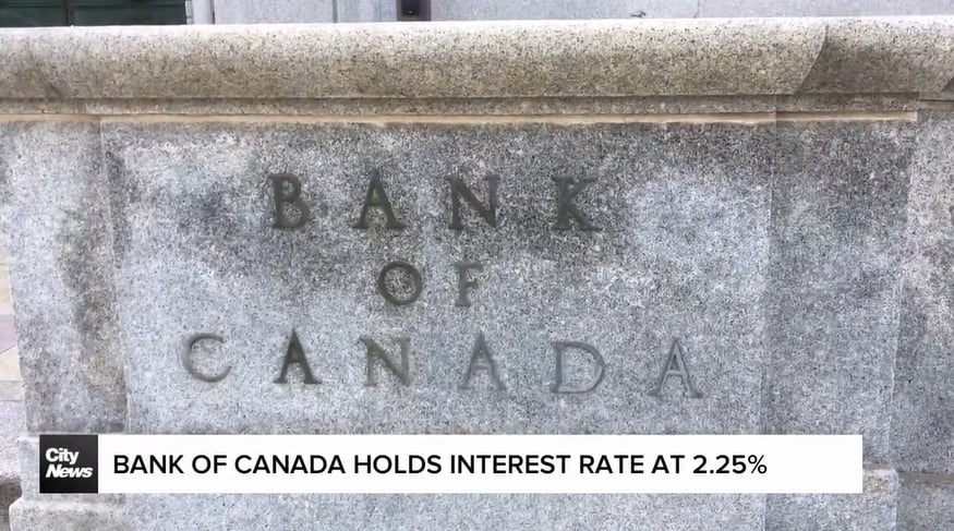 Bank of Canada holds key interest rate at 2.25 per cent