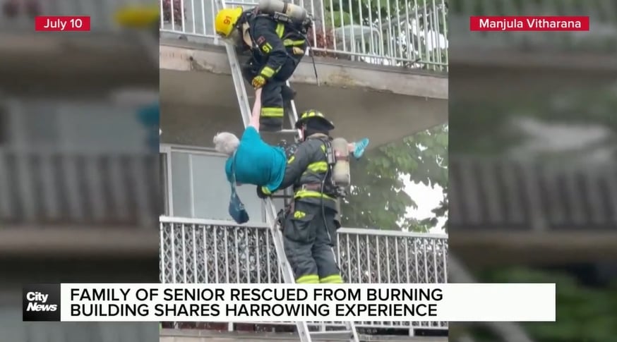Family of New West senior rescued from burning building shares harrowing experience